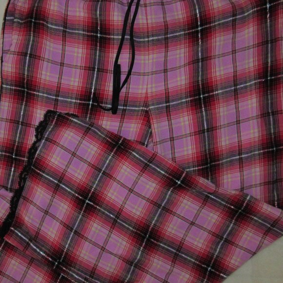 PERFECT LOUNGE PAJAMA PANTS-SILVER STRIPE-BLACK LACE HEM-SO SOFT-V. SECRET - Picture 12 of 13